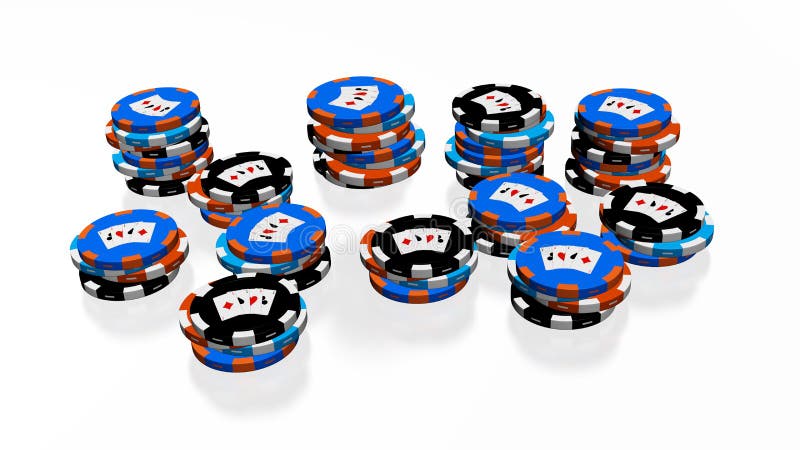 Lots of Casino Poker Chips stacked with some different colors royalty free illustration