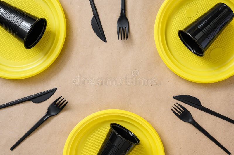 Lots of disposable plastic utensils. royalty free stock photos
