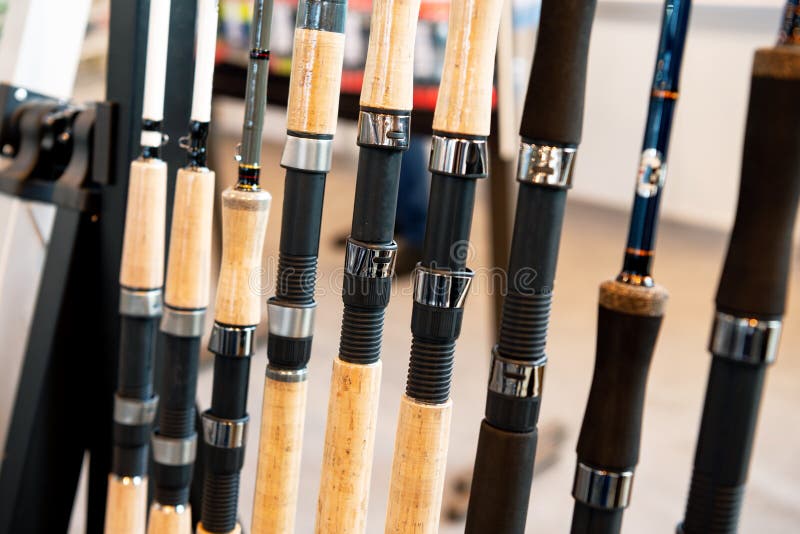 Lots of fishing rods. stock photo. Image of sticks, equipment - 179820668
