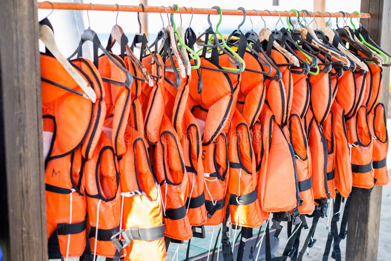 Hanging Life Jackets stock image. Image of jackets, safety 7233875