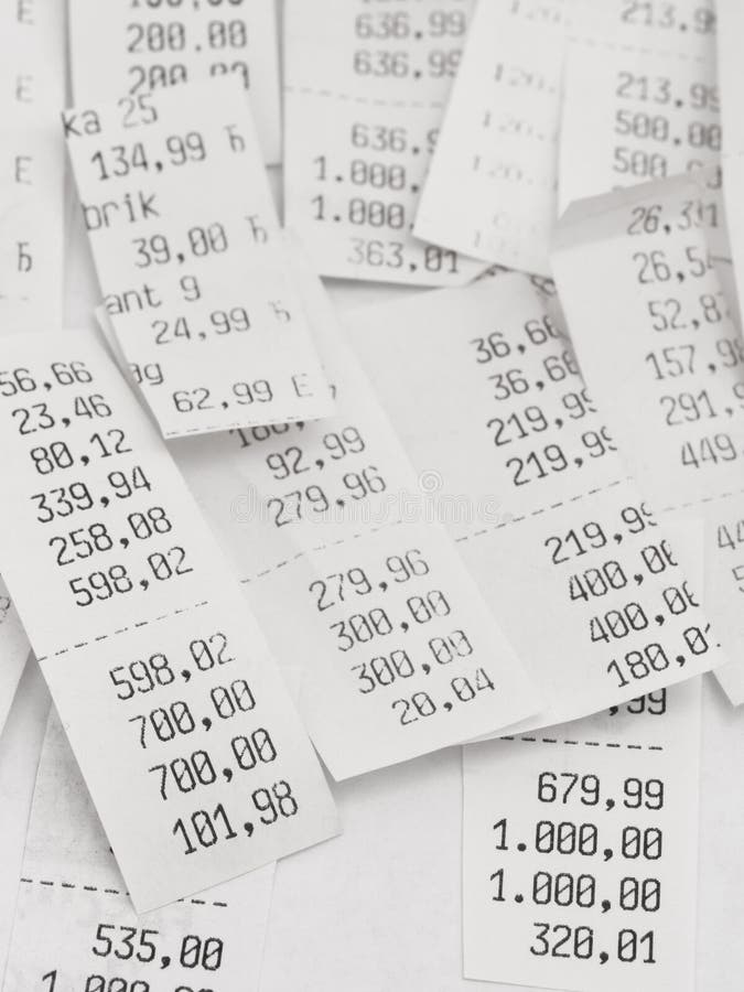 Pile of Shopping Receipts with Costs Stock Photo - Image of financial ...