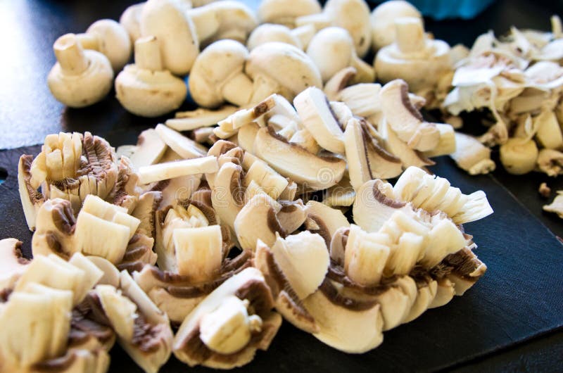 White Mushrooms As Pizza Ingredients Stock Photo - Image of mushrooms