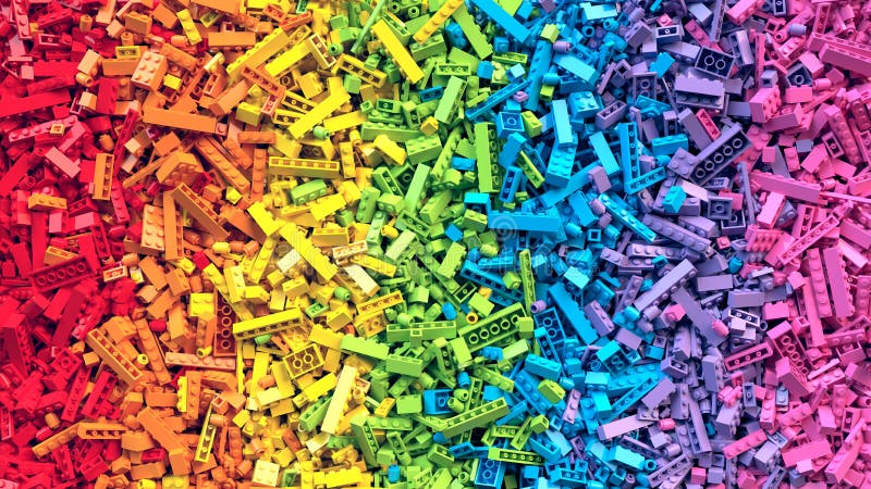 Lott av färgrik bakgrund för regnbågeleksaktegelstenar stock illustrationer Lott av färgrik bakgrund för regnbågeleksaktegelstenar stock illustrationer