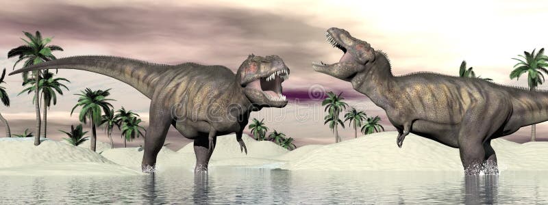 Lotta Del Dinosauro Del Rex Di Tirannosauro  3D Rendono Illustrazione di Stock  Immagine: 39730981