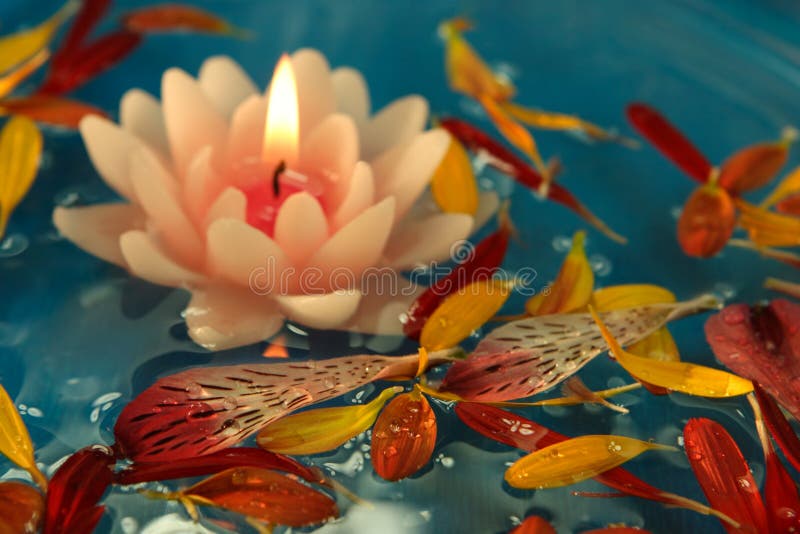Floating lotus candle stock image. Image of candle, yellow 2835003
