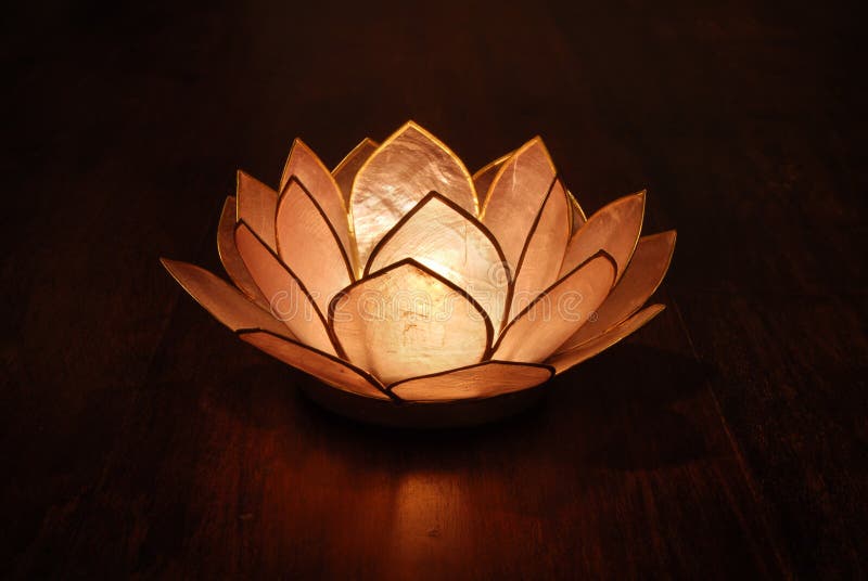 Lotus Candle Holder & Candle Stock Photo Image of dark, light 4767784