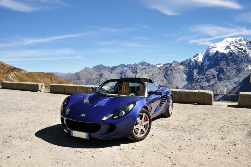 Lotus Elise and Alps view