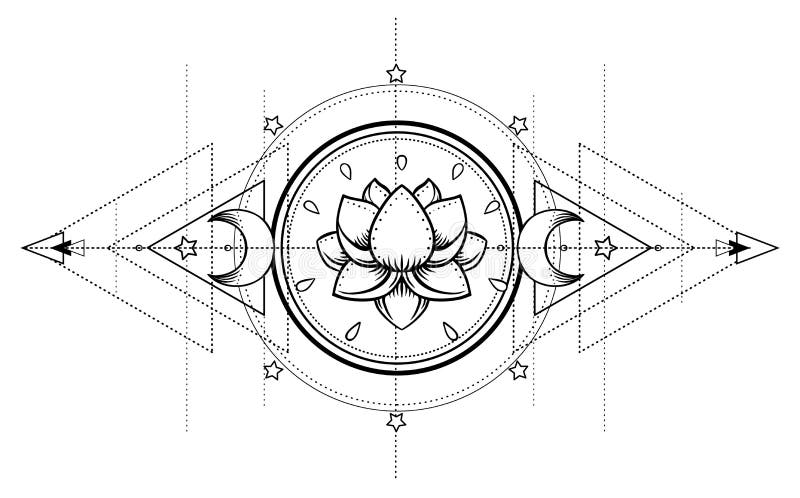 Lotus en Heilige Meetkunde Ayurvedasymbool van harmonie en balanc