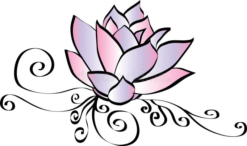 Lotus Flower Drawing cor-de-rosa elegante ilustração stock