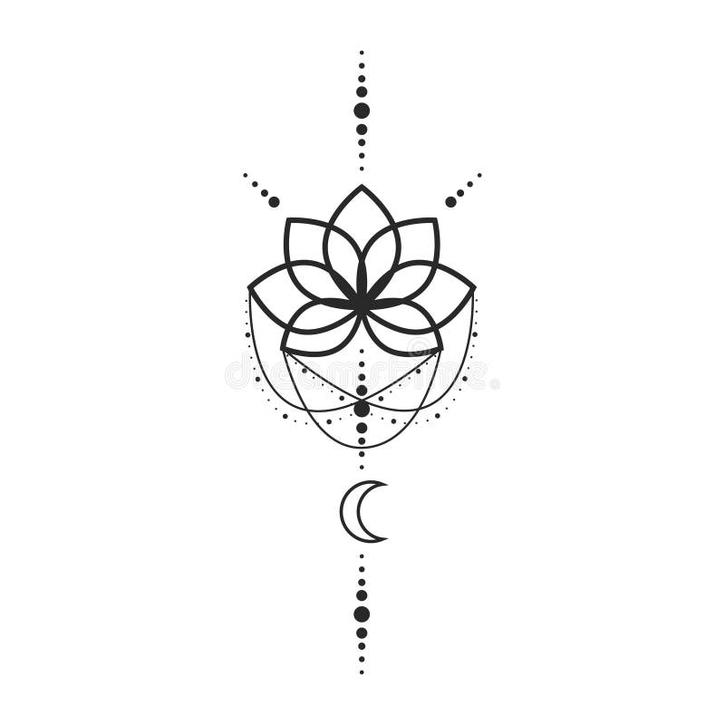 Lotus Flower Moon Tattoo Stock Illustrations – 510 Lotus Flower Moon ...