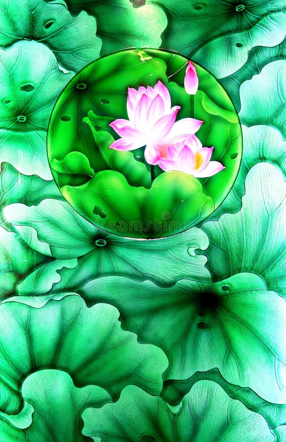 Lotus Glass Painting Picture. Image 6415036