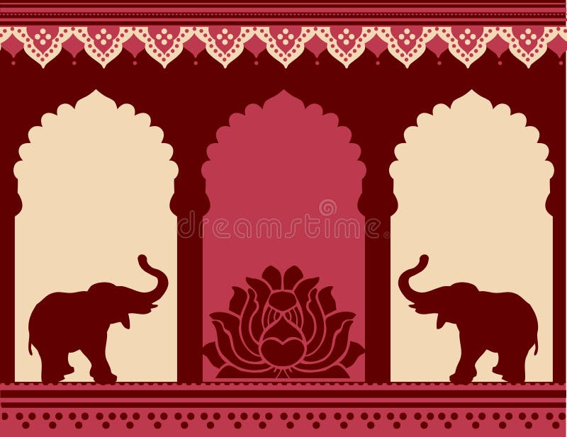Lotus i słoń świątyni tło