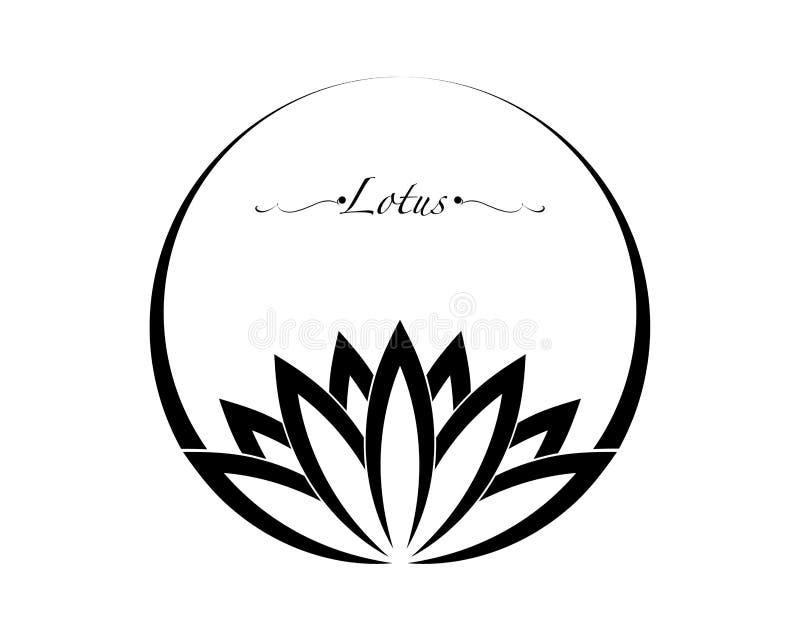 Lotus logo, water lily, Flower of Life. Sacred Geometry. Symbol of Harmony and Balance. Circle White Sign of purity. Chakra Yoga