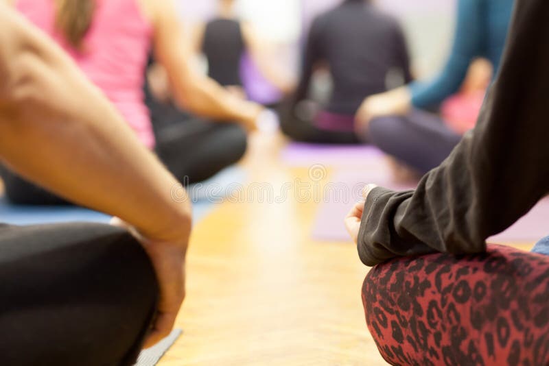 Lotus position at yoga class