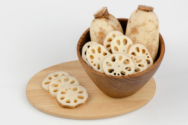 Lotus Root Water Have Medicinal Properties and on a White Background