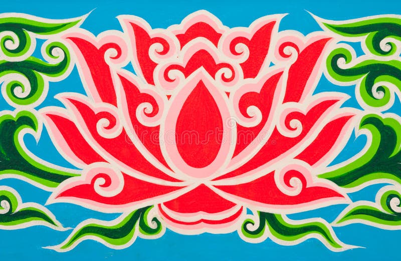 Lotus in traditional Thai style painting