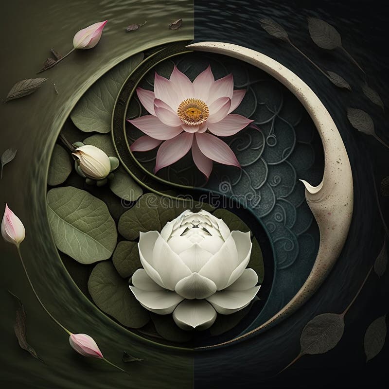 Lotus Yin and Yang stock illustration. Illustration of culture 273803078