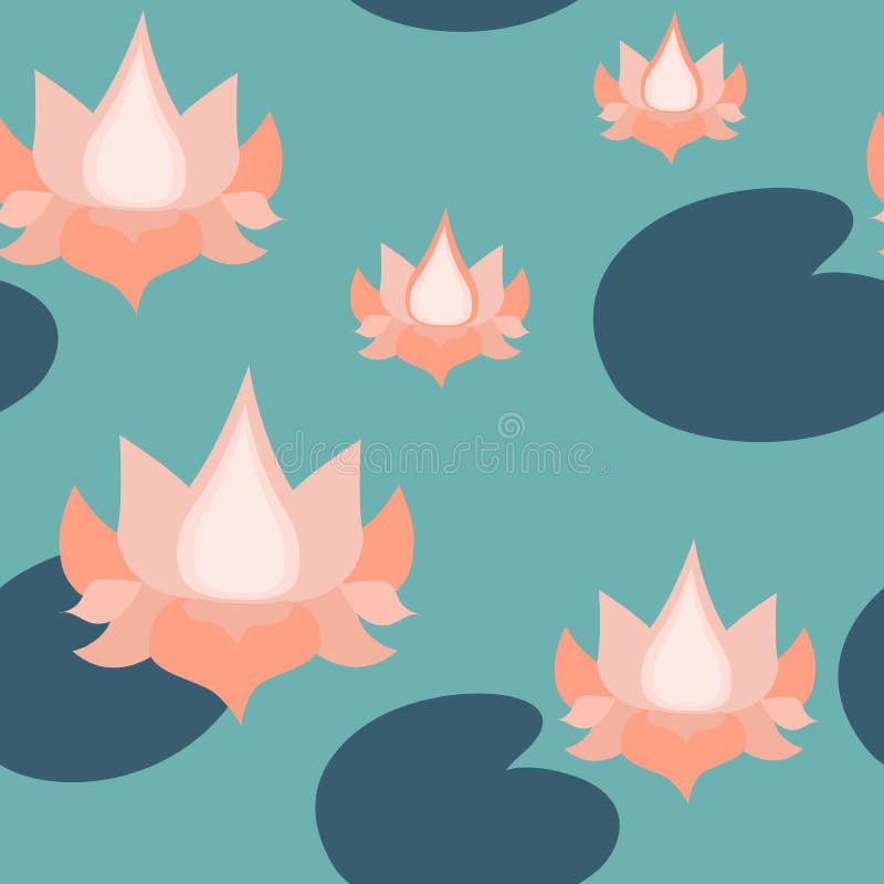 Lotus Flowers Seamless Pattern, Lotuses Repeated Pattern Backround stock illustration Lotus Flowers Seamless Pattern, Lotuses Repeated Pattern Backround stock illustration