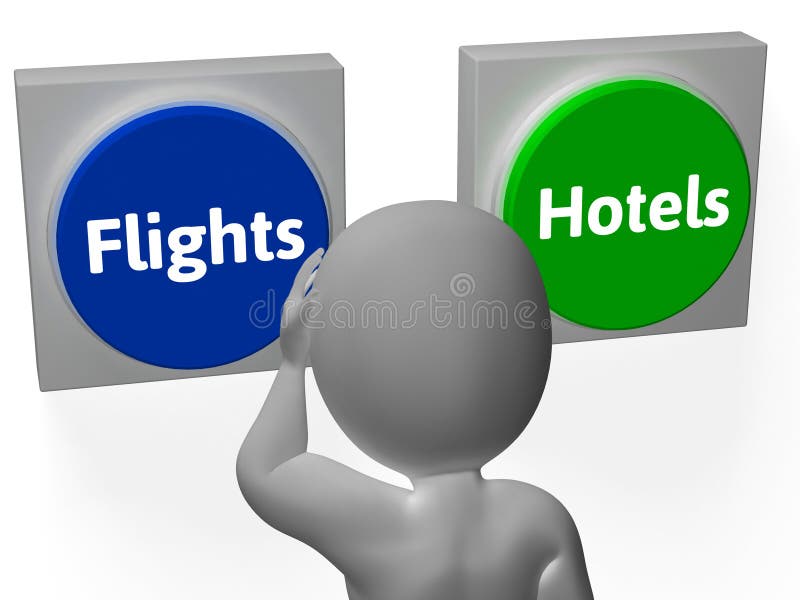 Lotów hoteli/lów guzików przedstawienia lot Lub hotel