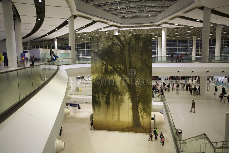 Interior of the terminal building at Louis Armstrong New Orleans International Airport. Interior of the terminal building at Louis Armstrong New Orleans International Airport