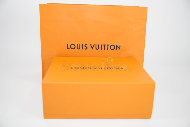 Classic Famous Louis Vuitton Orange Product Box Packaging with a Bow Free  Stock Photo