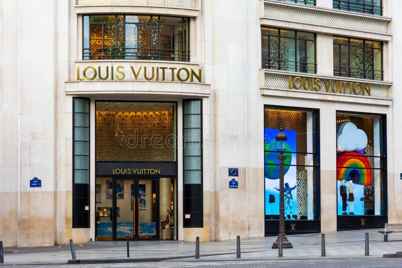 Louis Vuitton Store on Champs-Elysées in Paris stock photo