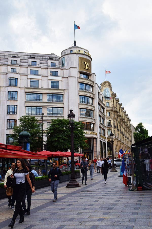 Street View Of Champs-Elysees Avenue With Building LOUIS VUITTON In Paris,  France Stock Photo, Picture and Royalty Free Image. Image 134445299.