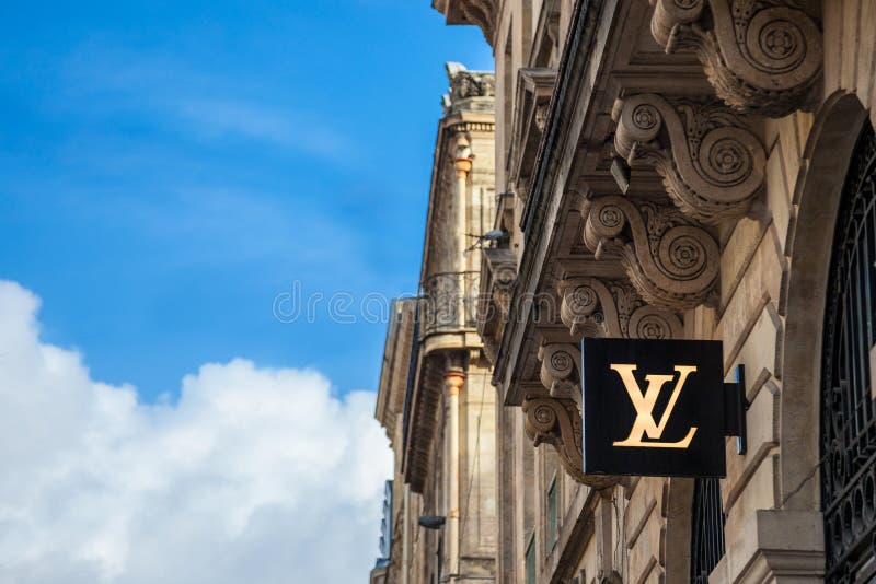 Louis Vuitton Logo On Their Local Shop In Bordeaux. Louis Vuitton Is A Fashion House ...