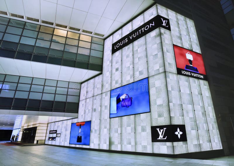 Louis Vuitton Outlet at Night, Shanghai, China Editorial Stock