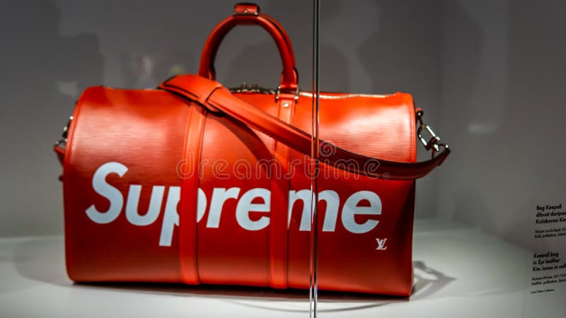 Louis Vuitton X Supreme Keepall Bandouliere Epi 45 Red at the Time Capsule  Exhibition by Louis Vuitton KLCC in Kuala Lumpur Editorial Stock Photo -  Image of brand, keepall: 159617433