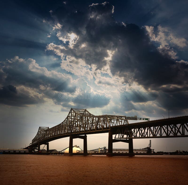 Louisiana Horace Wilkinson Bridge Mississippi river royalty free stock photos Louisiana Horace Wilkinson Bridge Mississippi river royalty free stock photos