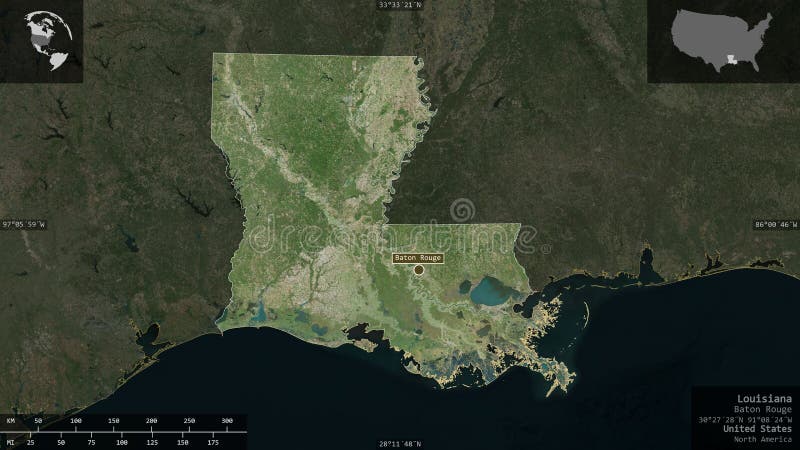 Satellite Map Of Louisiana Louisiana, United States - Composition. Satellite Stock Illustration -  Illustration Of Overlay, Nature: 186076859