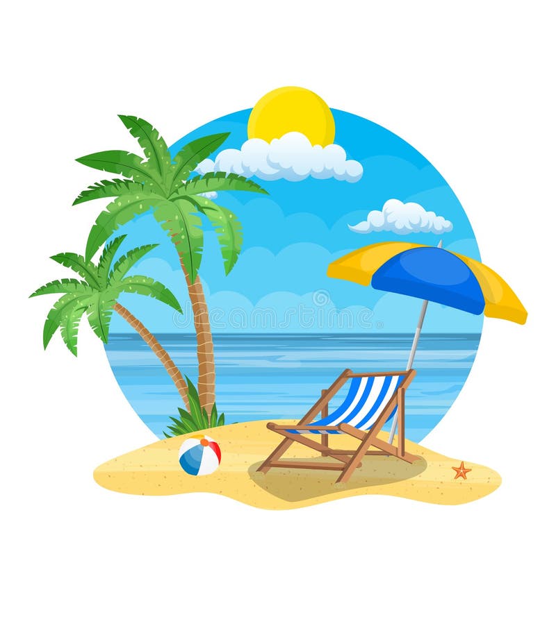 Lounger зонтика и солнца на пляже бесплатная иллюстрация Lounger зонтика и солнца на пляже бесплатная иллюстрация