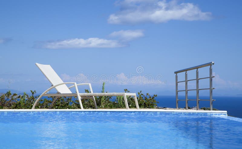 Lounging by the pool with a beautiful view