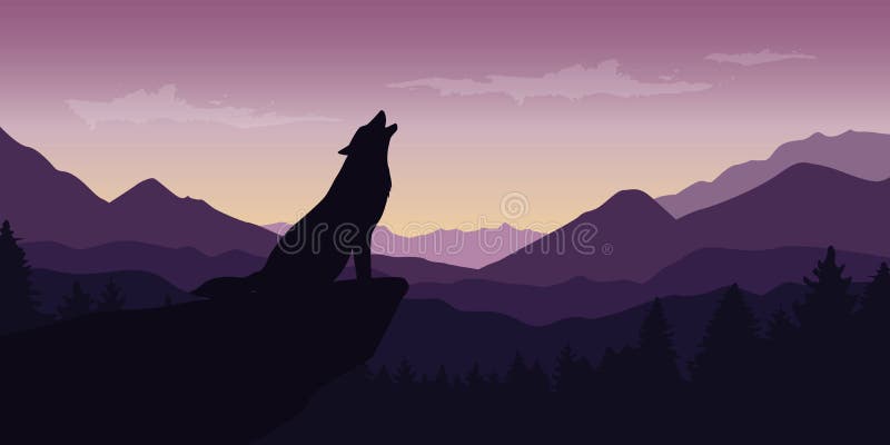 Loup Au Beau Paysage De Nature De Faune De Montagne Pourpre Illustration De Vecteur Illustration Du Hurlement Coyote Loup Au Beau Paysage De Nature De Faune De Montagne Pourpre Illustration De Vecteur Illustration Du Hurlement Coyote