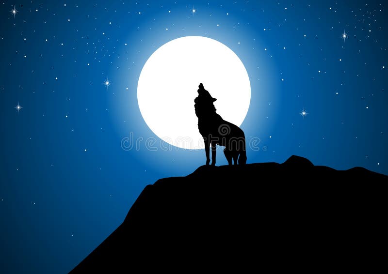 photo libre de droits loup et pleine lune image