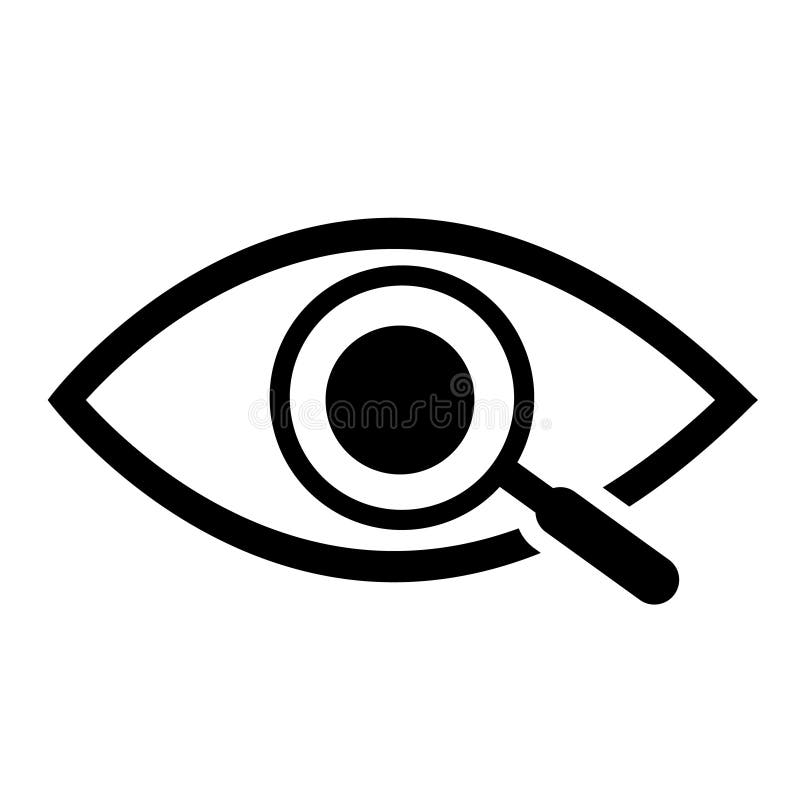 Magnifier with eye outline icon. Find icon, investigate concept symbol. Eye with magnifying glass. Appearance, aspect, look, view, creative vision icon. Magnifier with eye outline icon. Find icon, investigate concept symbol. Eye with magnifying glass. Appearance, aspect, look, view, creative vision icon.