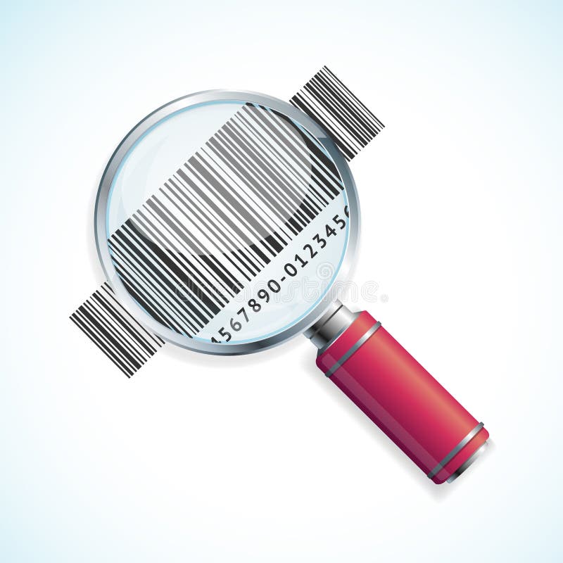 Loupe et code barres de vecteur illustration libre de droits Loupe et code barres de vecteur illustration libre de droits