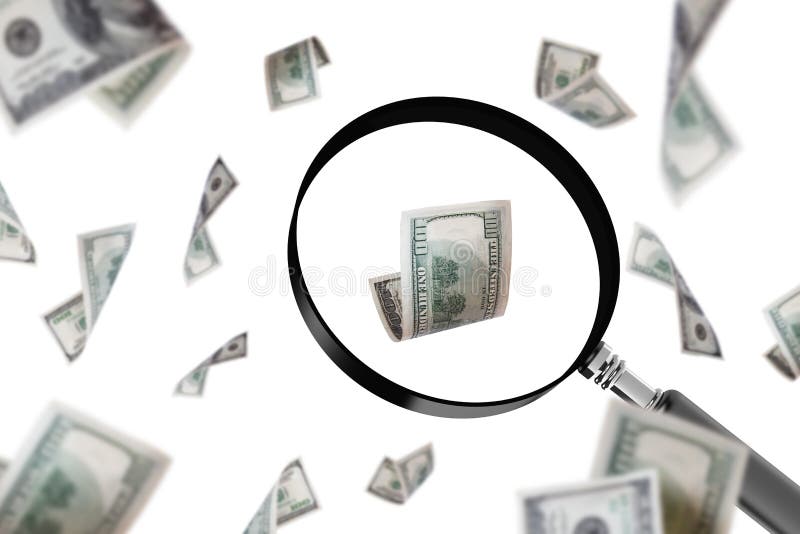 Loupe se concentrant sur le billet de banque du dollar image stock Loupe se concentrant sur le billet de banque du dollar image stock