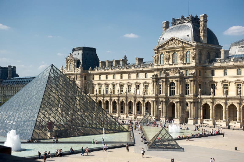 Louvre Museum marks 2I. M. Pei's glass pyramid on August 2, 2011 in Paris, France