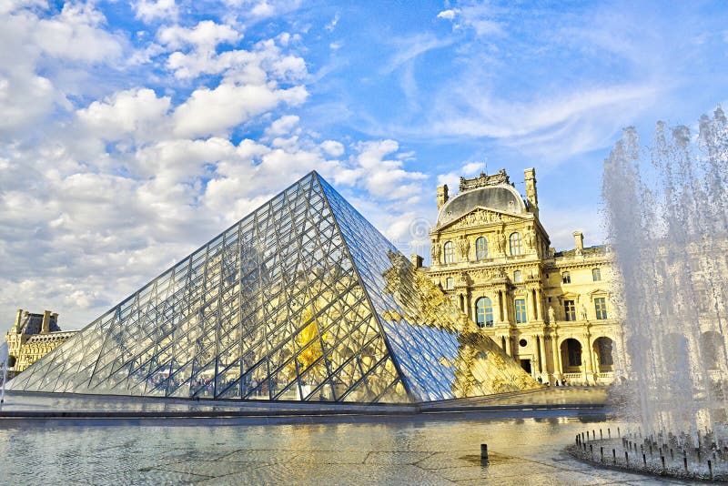 Louvre Facade with Glass Triangle France Big Art Museum Editorial Stock  Image - Image of european, europa: 156534119