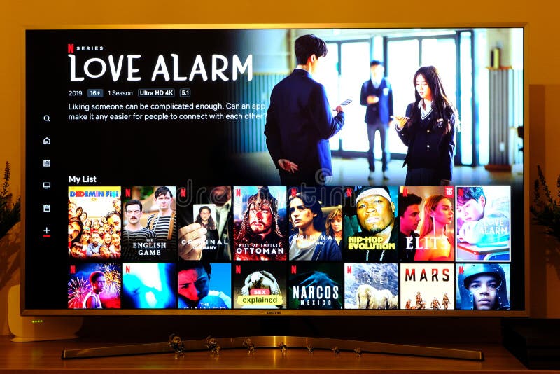 Love Alarm - Netflix Television Screen with Popular Series Choice. Movies  Editorial Stock Image - Image of modern, downloading: 178986619