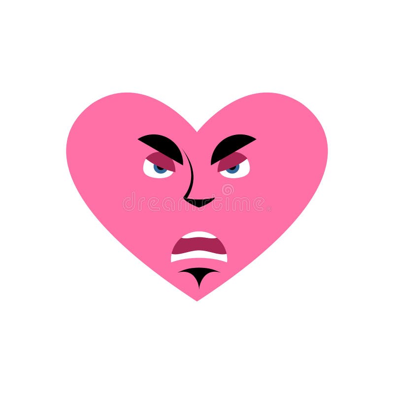 Love angry Emoji. Heart aggressive emotion Isolated