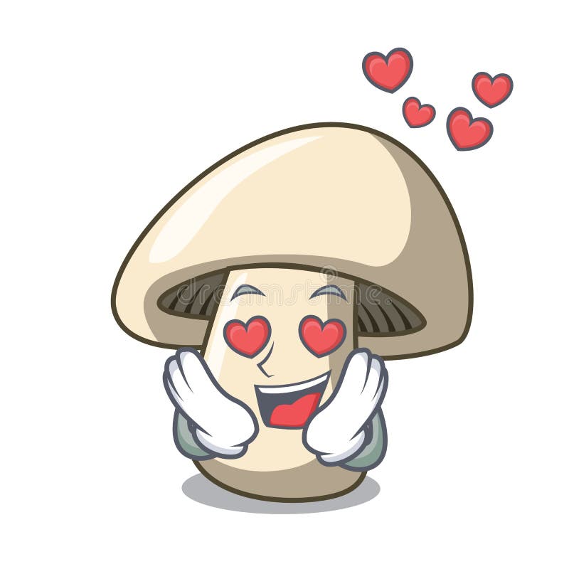 In love champignon mushroom mascot cartoon stock illustration