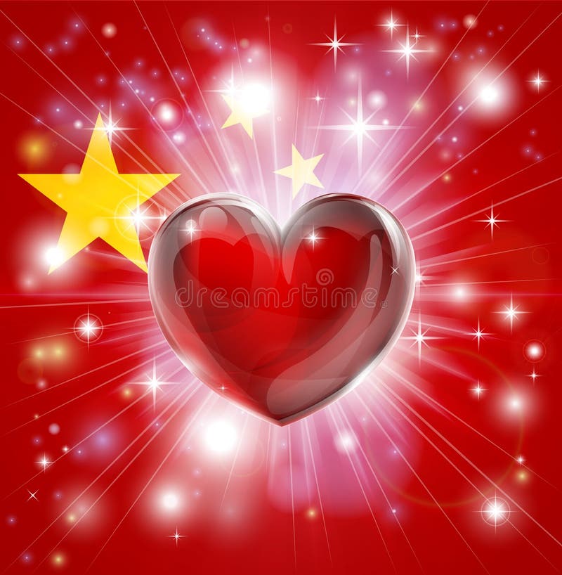Love China Flag Heart Background Stock Vector Illustration of center