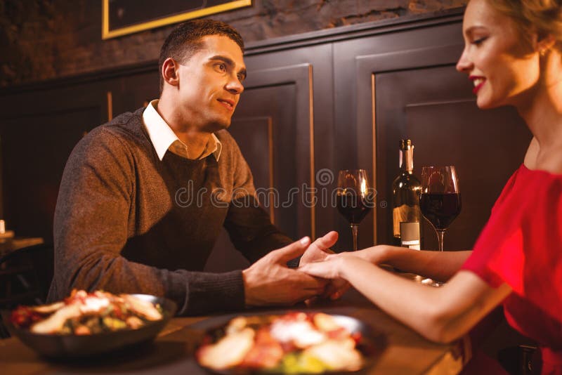 Love Couple In Restaurant Romantic Evening Stock Image Image Of Attractive Celebration