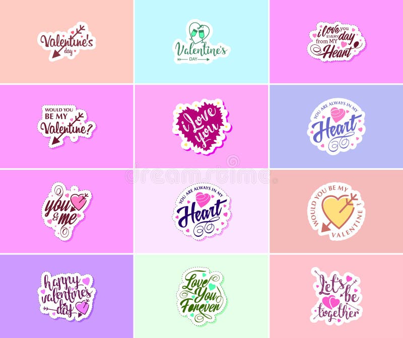 Love is in the Details Valentine S Day Typography Stickers Stock