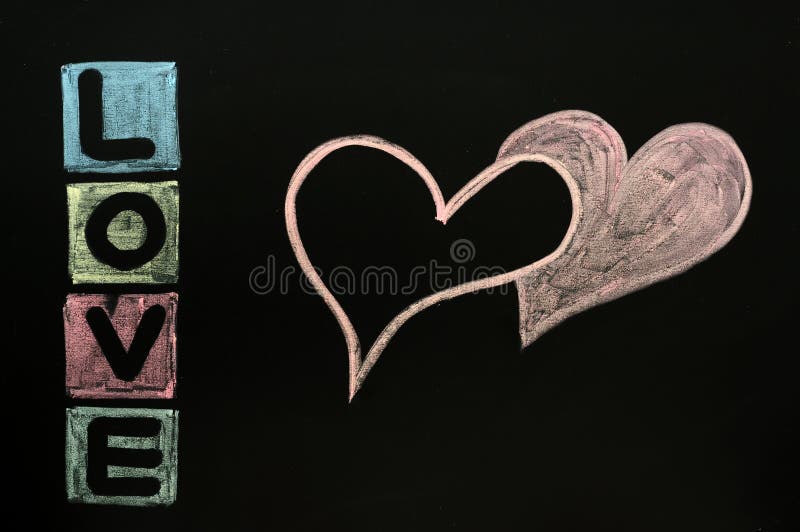 Love Drawn in Chalk on a Chalkboard Stock Photo Image of shape, black