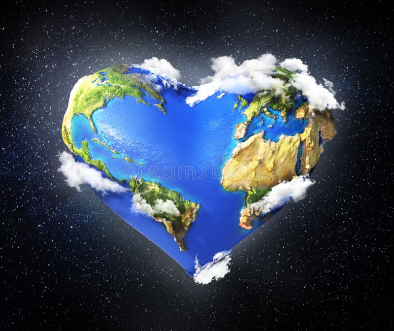 Love the Earth. in Form of Heart in the Space Stock Illustration
