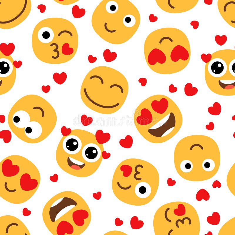 Love Emojis Seamless Pattern Stock Vector - Illustration of background,  humor: 165527339